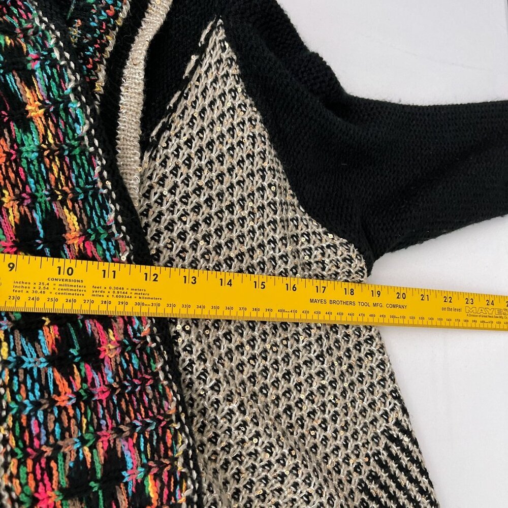 Alberto Makali Open Front Cardigan Mixed Media Sparkly Boho Gspy Sweater Women M - Picture 9 of 11